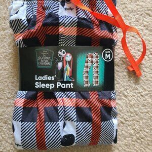 Women's Nightmare Before Christmas Jack Skellington Plaid Plush Lounge Pant (M)